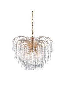 Ceiling Pendants - Searchlight Waterfall 5Lt Pendant Gold Metal & Crystal (5175-5)
