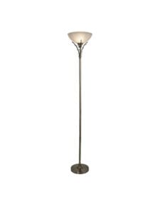 Floor Lamps - Searchlight Linea Floor Lamp Antique Brass Metal & Acid Glass (5222AB)