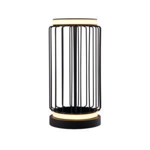 Table Lamps - Searchlight Circolo Cage Table Lamp Black Metal & White Silicon (54210-1BK)