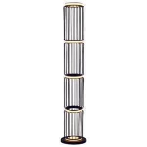 Floor Lamps - Searchlight Circolo Cage Floor Lamp Black Metal & White Silicon (54211-1BK)