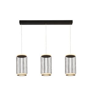 Ceiling Pendants - Searchlight Circolo 3Lt Cage Bar Pendant Black Metal & White Silicon (54212-3BK)