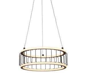 Ceiling Pendants - Searchlight Circolo Cage Drum Pendant Black Metal & White Silicon (54213-1BK)