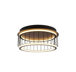 Searchlight Circolo Cage Flush Black Metal & White Silicon