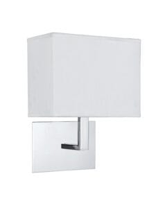 Wall Lighting - Searchlight Hotel Wall Light Chrome Metal & White Fabric Shade (5519CC)