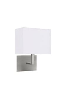 Wall Lighting - Searchlight Hotel Wall Light Satin Silver Metal & White Fabric Shade (5519SS)