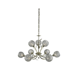 Ceiling Pendants - Searchlight Bellis Ii 9Lt Pendant Antique Brass & Clear Crystal Beads (5579-9AB)