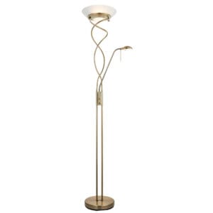 Floor Lamps - Endon Monaco Mother & Child 230W & 33W Floor Light (Antique Brass) (MONACO-AN)