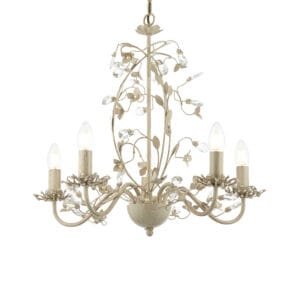 Ceiling Pendants - Endon Lullaby 5lt Pendant (Cream Brushed Gold) (LULLABY-5CR)