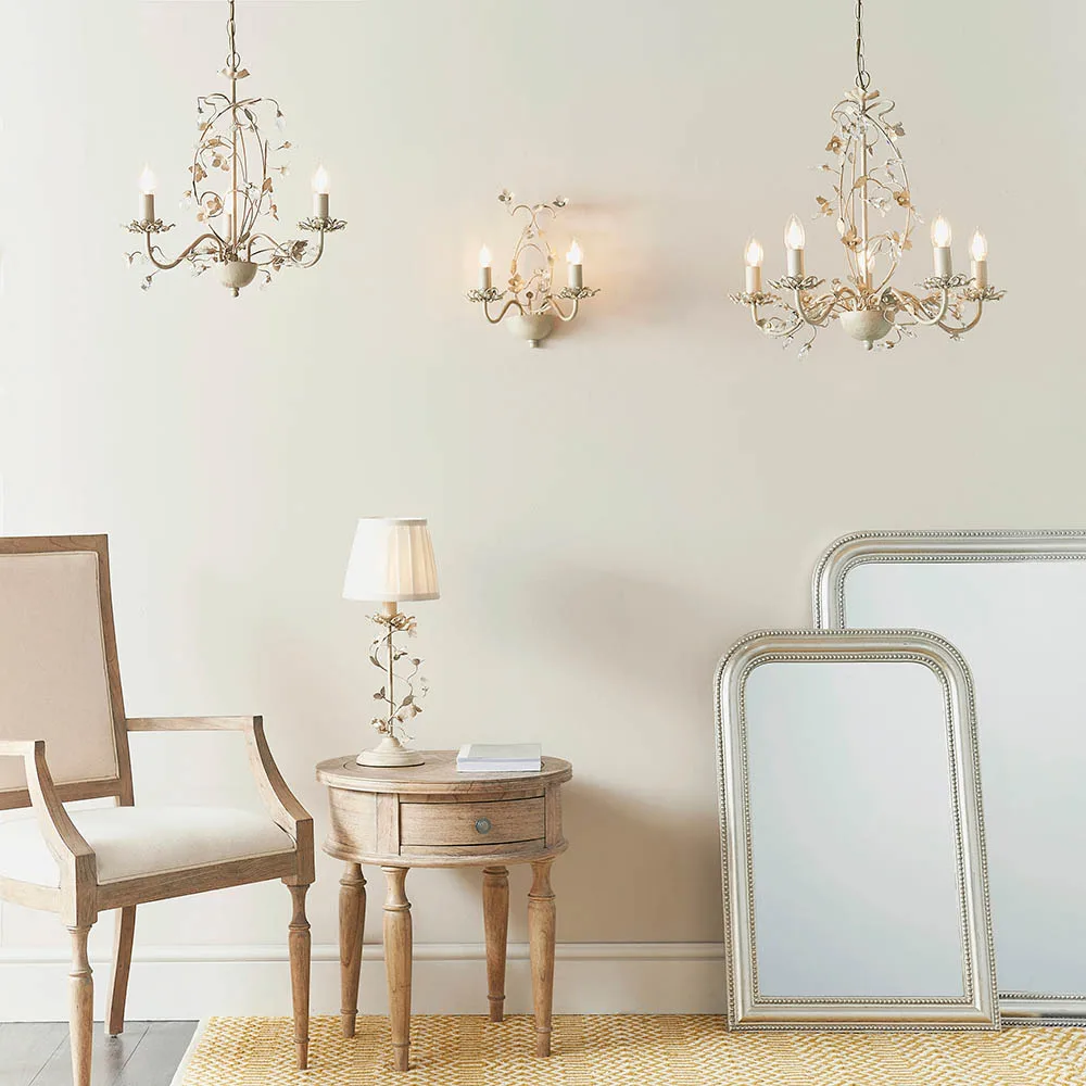 Ceiling Pendants - Endon Lullaby 5lt Pendant (Cream Brushed Gold) (LULLABY-5CR) - View 3