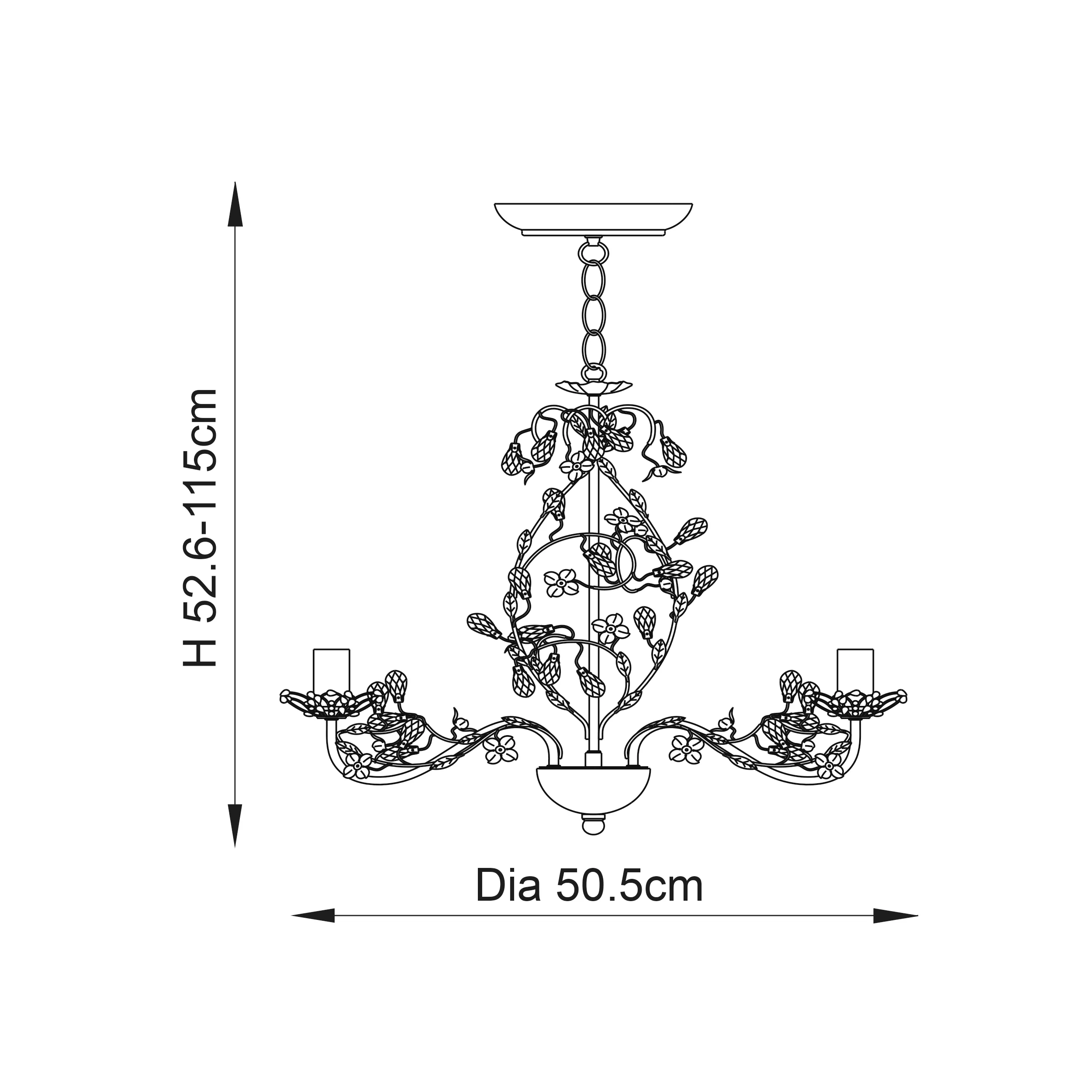 Ceiling Pendants - Endon Lullaby 5lt Pendant (Cream Brushed Gold) (LULLABY-5CR) - View 4