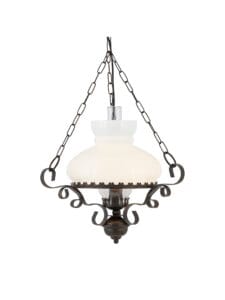 Ceiling Pendants - Searchlight Oil Pendant Rust Metal & Clear & Opal Glass (576RU)