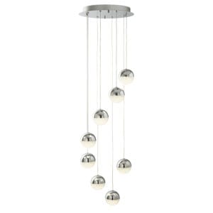 Ceiling Pendants - Searchlight Marbles 8Lt MultiDrop Pendant Chrome Crushed Ice Shade (5848-8CC)