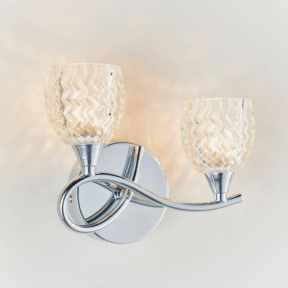 Wall Lighting - Endon Boyer Left Twin Wall Light (Polished Chrome) (BOYER-2WBCH-L) - View 3