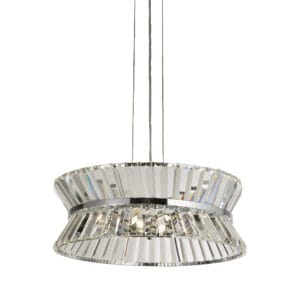 Ceiling Pendants - Searchlight Uptown 7Lt Pendant/SemiFlush Chrome Metal & Clear Crystal (59410-7CC)