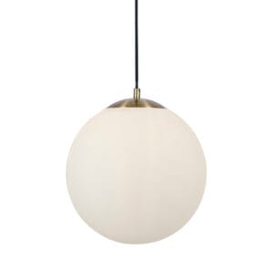 Ceiling Pendants - Searchlight Atom II Pendant Satin Brass & Opal Glass (6077SB)