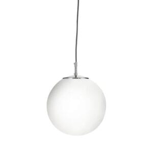Ceiling Pendants - Searchlight Atom Pendant Satin Silver & Opal Glass (6077)