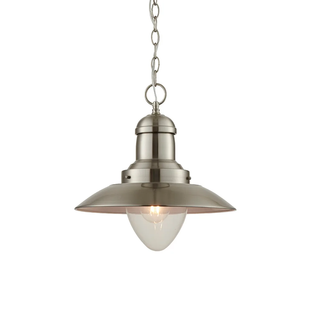 Ceiling Pendants - Endon Mendip Single Ceiling Pendant ( Nickel) (60799)