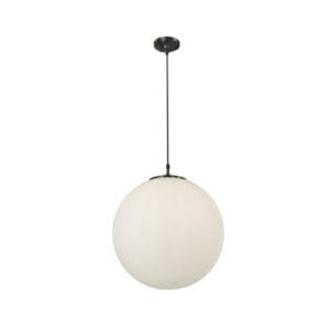 Ceiling Pendants - Searchlight Atom Pendant Black Metal & Opal Glass (6088)