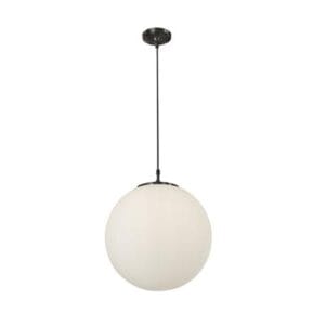 Ceiling Pendants - Searchlight Atom Pendant Black Metal & Opal Glass (6099)