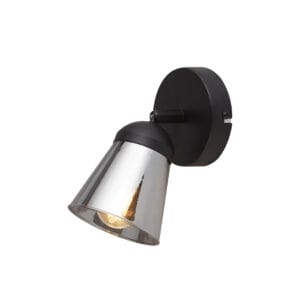 Wall Lighting - Searchlight Mega Spotlight Wall Light Black Metal & Smoked Glass (61170-1SM)