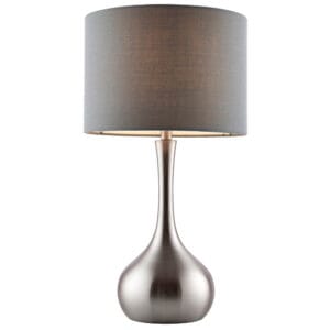 Table Lamps - Endon Piccadilly Touch Table Lamp ( Nickel/Grey Cotton) (61192)