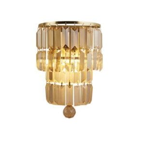Wall Lighting - Searchlight Empire 2LT Wall Light Satin Brass Metal & Champagne Crystal (61321-2SB)