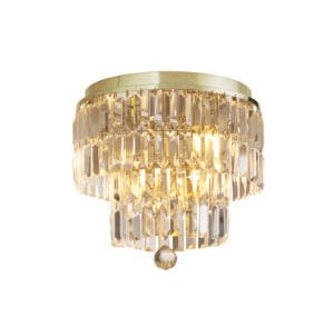 Searchlight Empire 4Lt Flush Satin Brass Metal & Champagne Crystal