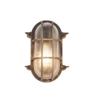Rectangle/Oval Bulkheads - Searchlight Bulkhead Oval Outdoor Light Black Gold Metal & Clear Glass (61402BG)