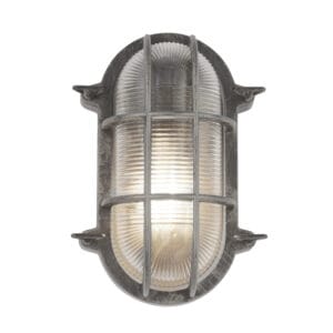 Rectangle/Oval Bulkheads - Searchlight Bulkhead Oval Outdoor Wall/Ceiling Light Black Silver (61402BS)