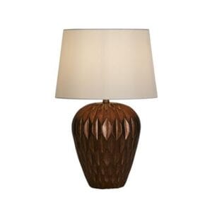 Table Lamps - Searchlight Rosetta 1Lt Table Lamp Bronze Resin and White Linen Shade (61420BZ)