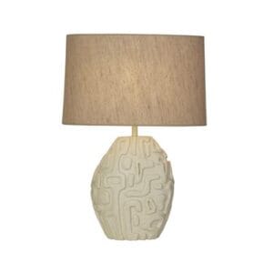 Table Lamps - Searchlight Adelaide 1Lt Table Lamp Cream Resin with Oatmeal Linen Shad (61520CR)