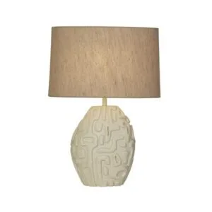 Searchlight Adelaide 1Lt Table Lamp Cream Resin with Oatmeal Linen Shad