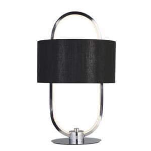 Table Lamps - Searchlight Madrid Table Lamp Chrome Metal & Black Fabric Shade (62801CC)