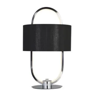 Searchlight Madrid Table Lamp Chrome Metal & Black Fabric Shade