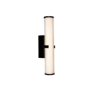 Wall Lighting - Searchlight Clamp Wall Light Black Metal Ribbed Clear & Opal Diffuser (63125-1BK)
