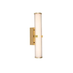 Wall Lighting - Searchlight Clamp Wall Light Gold Metal Ribbed Clear & Opal Diffuser (63125-1GO)