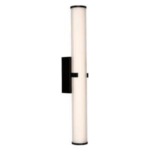 Wall Lighting - Searchlight Clamp Wall Light Black Metal Ribbed Clear & Opal Diffuser (63126-1BK)