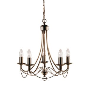 Ceiling Pendants - Searchlight Maypole 5Lt Pendant Antique Brass Metal (6345-5AB)