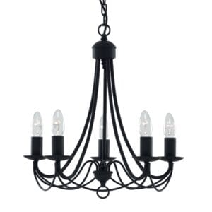 Ceiling Pendants - Searchlight Maypole 5Lt Pendant Black Metal (6345-5BK)