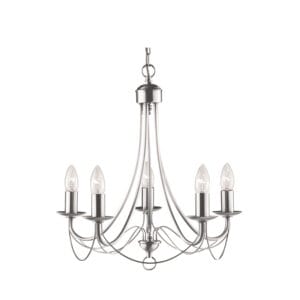 Ceiling Pendants - Searchlight Maypole 5Lt Pendant Satin Silver Metal (6345-5SS)