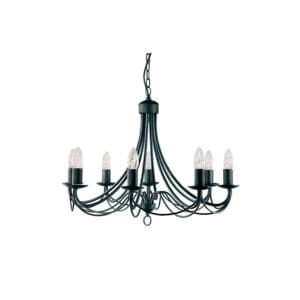 Ceiling Pendants - Searchlight Maypole 8Lt Pendant Black Metal (6348-8BK)