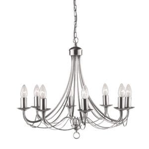 Ceiling Pendants - Searchlight Maypole 8Lt Pendant Satin Silver Metal (6348-8SS)