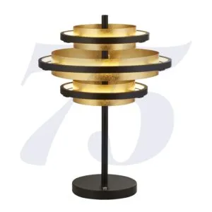 Searchlight Hive 3Lt Table Lamp Black Metal & Gold Leaf