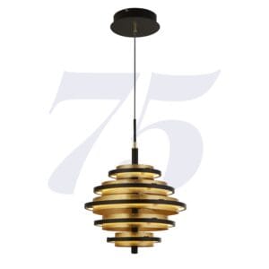 Ceiling Pendants - Searchlight Hive 5Lt Pendant Black Metal & Gold Leaf (6375-5BG)