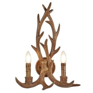 Wall Lighting - Searchlight Stag 2Lt Wall Light Brown Resin (6412-2BR)