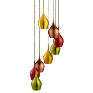 Ceiling Pendants - Searchlight Vibrant 8Lt MultiDrop PendantMetallic MultiColoured Metal (6468-8)