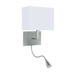 Wall Lighting - Searchlight Hotel Wall Light with LED Reading Light Satin Silver Metal (6519SS)