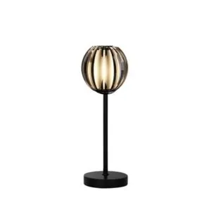 Searchlight Blossom Table Lamp Black Metal & Smoked Acrylic Shade