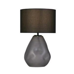 Table Lamps - Searchlight Devon 1Lt Table Lamp Black Punched Glass with Black Linen (65420BK)