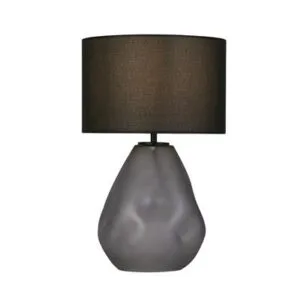 Searchlight Devon 1Lt Table Lamp Black Punched Glass with Black Linen
